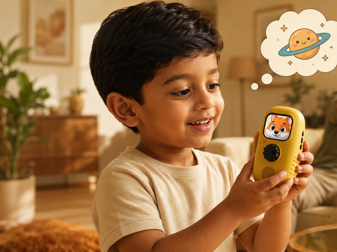 A child asking Cheeko a question